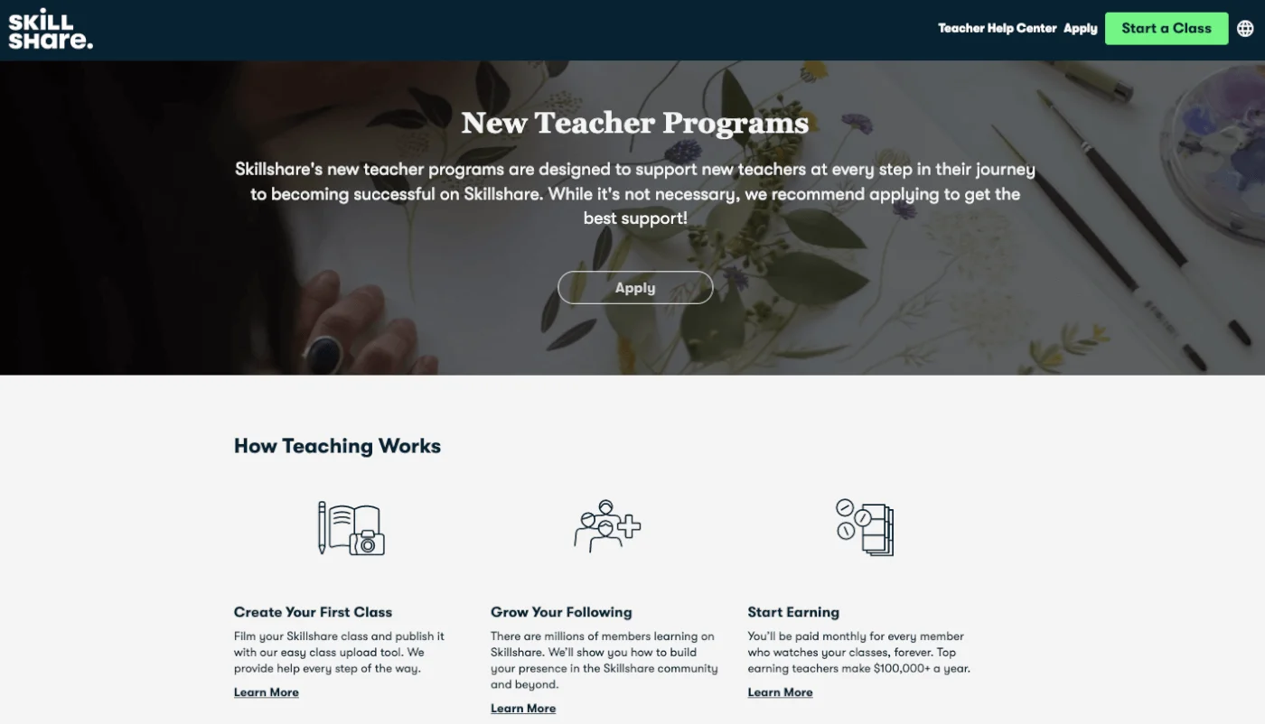 Sell digital courses on Skillshare - 5 income streams