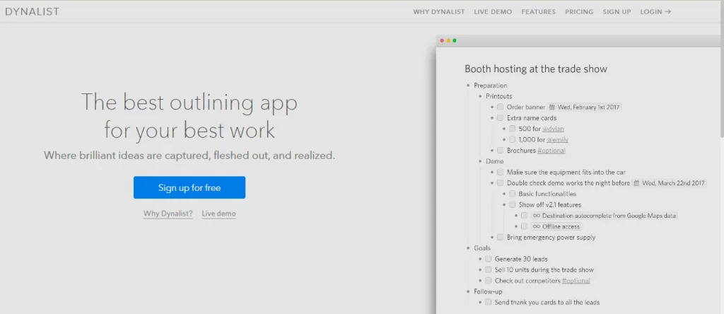 productivity tools dynalist